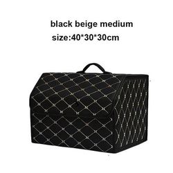 Car Trunk Organizer Box, Large Capacity PU Leather Folding Storage Bag For Auto MultiUse Tools, Emergency Stowing gold M