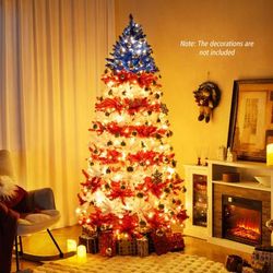 7.5 Feet Artificial Christmas Tree With Warm White LED Lights Patriotic Red, White & Blue 7.5 Feet Artificial Christmas Tree With Warm White LED Lights Patriotic Red, White & Blue