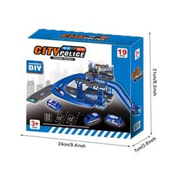 Interactive Track Parking Lot Toys For Kids, Multi Level Car Park Building With Fire & Dinosaur Vehicles police