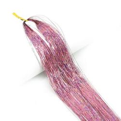 Long Sparkle Hair Tinsel Extension, Glitter Shiny Strands For Women Braiding, Headdress, Party, Hippie Hair Accessory 5 22inches 55cm