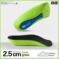 Memory Foam Height Lift Insoles With Arch Support For Men & Women 2.5cm green