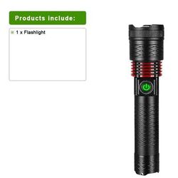 Most Powerful LED Flashlight, Super Bright USB Rechargeable Torch, Long Shot Zoomable Light For Hunting, Emergency d 300w No Battery D 300w No Ba