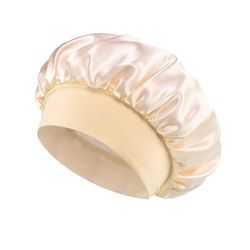 Soft Silk Satin Lined Bonnet, Large Satin Hair Bonnet For Sleeping, Shower Cap & Hair Wrap Cover For Long Hair, Salon beige