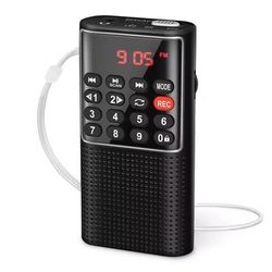 Mini Portable Pocket FM Radio With MP3 Player And Recorder black