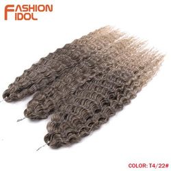 Ariel Hair Water Wave Crochet Braids, Synthetic Twist Curly Hair Ombre Blonde Brown Deep Wave Braiding Hair Extensions t4 22 24inches 60cm