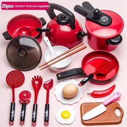LittleChef Pretend Play Kitchen Set For Kids With Cutting Food & Utensils 20pcs