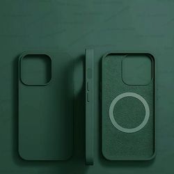 MagSafe Liquid Silicone Magnetic Case For IPhone 16 15 14 13 12 11 Pro Max | Wireless Charging & Shockproof dark Green for Iphone 13