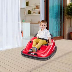 Aosom 12V Kids Bumper Car 360 Spinning Ride On Toy With Parent Remote Control & Safety Belt red