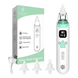 Electric Child Nasal Aspirator, Baby Nose Cleaner With Adjustable Suction & Low Noise For Safe, Hygienic Relief white