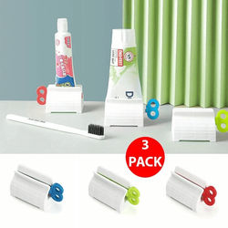 Easy Stand Toothpaste Tube Squeezer Dispenser Set, Bathroom Rolling Holder Seat 3 Pack