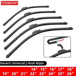 Universal Hook Type Car Windshield Wiper Blades, Soft Rubber Frameless & Bracketless Design For 0 Streak Wiping 21 Inch (525mm)