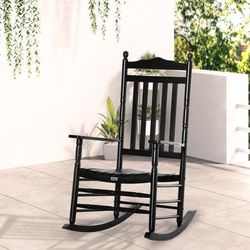 Outsunny Traditional Wooden Rocking Chair, Sturdy Porch Rocker For Outdoor Relaxation black