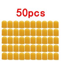 Premium Tire Valve Dust Caps Durable Stem Covers For Car, Bike, Truck & Motorcycle Wheels 50pcs Yellow