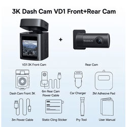 Baseus VD1 3K Dual Dash Cam Front And Rear With GPS And Supercapacitor 32g front N Rear