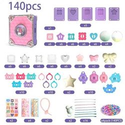 Magic Sticker Craft Book Set For Girls DIY Jewelry & Ring Making Toy Kit 140pcs