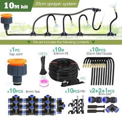 Flexible Garden Misting Cooling Kit With 8mm Hose For DIY Patio Watering And Fogging Irrigation 10 M Kit