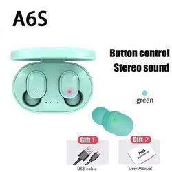 TWS A6S Wireless Bluetooth Earbuds With Mic And Noise Cancelling For Android Devices green