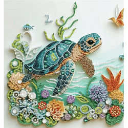 Turtle And Flower 5D Diamond Art Kit DIY Special Shape Painting For Beginners Turtle And Flower 5D Diamond Art Kit DIY Special Shape Painting For Beginners
