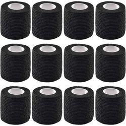 Wholesale Black Tape Tattoo Handle Bandage Anti Slip, Waterproof, Disposable Self Adhesive Elastic Bandage For Tattoo 12pcs