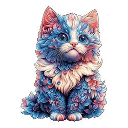 Wooden Animal Jigsaw Puzzle Unique Dog Puzzle Gift For Adults And Kids kitten a3