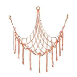 Boho Toy Hammock Hanging Mesh Storage Net With Tassels Triangular Wall Organizer pink