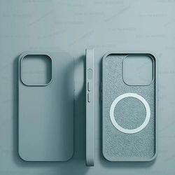MagSafe Liquid Silicone Magnetic Case For IPhone 16 15 14 13 12 11 Pro Max | Wireless Charging & Shockproof light Blue for Iphone 12 Pro