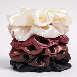 Soft Velvet Scrunchies For Women, Pure Color Satin Large Scrunchie Set, No Tangle Hair Accessories set 2