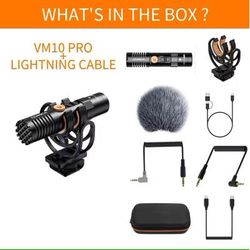 On Camera Cardioid Shotgun Microphone With Shock Mount For DSLR And Smartphones with Lightning Cable