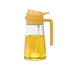 2 in 1 Glass Oil Spray Bottle & Pour Spout Nozzle, Dual Purpose For BBQ, Baking, Camping yellow