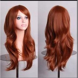 Long Curly Fashion Wig (70cm) Wavy Anime Cosplay Costume Party Hair For Women & Girls brown