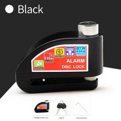 Motorcycle Bicycle Alarm Lock, Anti Theft Disc Brake Lock With 120dB Alarm, Vibration Sensor & Key Security For Bikes black