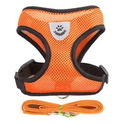 Breathable Dog Harness And Leash Set For Small Dogs Cats, Adjustable Soft Vest For Pug Chihuahua Bulldog Pet Walking orange l
