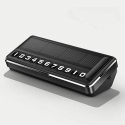 Solar Powered LED Car Phone Number Plate For Temporary Parking black