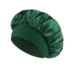 Soft Silk Satin Lined Bonnet For Sleeping, Large Satin Hair Bonnet For Women, Shower Cap & Hair Wrap For Long Hair dark Green