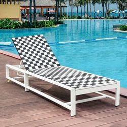 Patio Adjustable Reclining Chair 5 Position Lounge Chair Chaise With Wheels For Garden, Deck & Outdoor Relaxation Patio Adjustable Reclining Chair 5 Position Lounge Chair Chaise With Wheels For Garden, Deck & Outdoor Relaxation