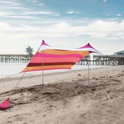 Lightweight Beach Camping Tent Adjustable Sunshade Canopy For Summer Travel, Garden, And Beach Use blue