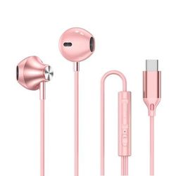 HiFi USB C Wired Earbuds With Mic In Ear Stereo Headphones For Samsung Galaxy S24 S23 S22 Ultra pink Type C