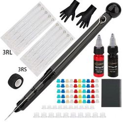 Complete Hand Poke Tattoo Kit Stick And Poke Pen Tool With Ink, Cups, Grommets, And Bandage Set For DIY Tattooing 2pcs15ml Black