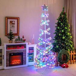 7 Feet Outdoor Spiral Christmas Tree For Party, Xmas, New Year Decoration With 341 LED Lights, Holiday Yard Display 7 Feet Outdoor Spiral Christmas Tree For Party, Xmas, New Year Decoration With 341 LED Lights, Holiday Yard Display