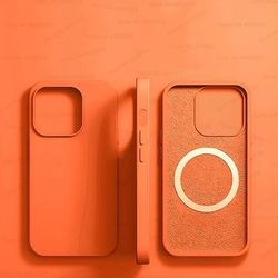 MagSafe Liquid Silicone Magnetic Case For IPhone 16 15 14 13 12 11 Pro Max | Wireless Charging & Shockproof orange for Iphone 16 Pro