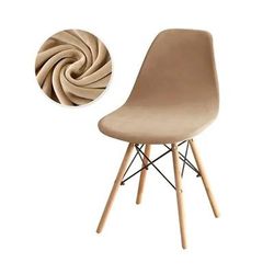 Velvet Shell Chair Cover Solid Color Stretch Armless Seat Slipcover For Dining Room Home Hotel Wedding Banquet Party camel
