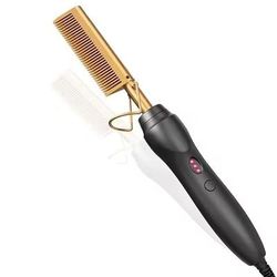 Ceramic Hot Comb Hair Straightener For Hair Beards And Wigs gold (1pc)