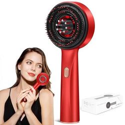 Electric Scalp Massage Comb With Red Light Therapy Hair Growth Stimulator & Oil Applicator For Anti Hair Loss Care red