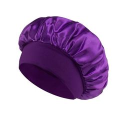Soft Silk Satin Lined Bonnet For Sleeping, Large Satin Hair Bonnet For Women, Shower Cap & Hair Wrap For Long Hair dark Purple