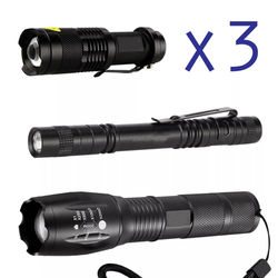 LED Flashlight Set, High Powered, Zoomable & 5 Mode In Robust Aluminum LED Flashlight Set, High Powered, Zoomable & 5 Mode In Robust Aluminum