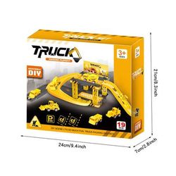 Interactive Track Parking Lot Toys For Kids, Multi Level Car Park Building With Fire & Dinosaur Vehicles engineering