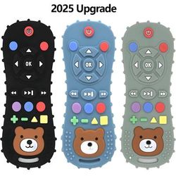 Baby Silicone Remote Teether, Teething Stick Pacifier Glove Toy Set 3pcs