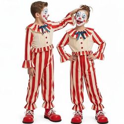 Costume Tuta Jolly Clown Clown in un campo di grano Orrore Costume Spaventoso Bambini Unisex Ragazzi Ragazze Halloween Carnevale Feste Costumi di Halloween facili Vestirsi