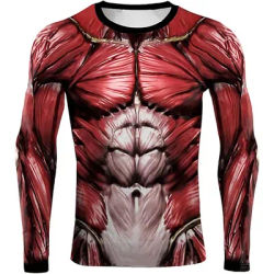 Halloween Muscle Simulation 3D Print T-shirt funny Men's Bodybuilding cosplay Tops Carnival Party Hip-hop Long-sleeved T-Shirts