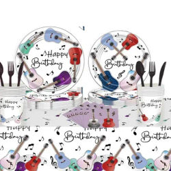 Music Themed Party decor disposable tableware Guitar Music Note Score Plates Cups Napkin Happy Music Birthday Party Supplies